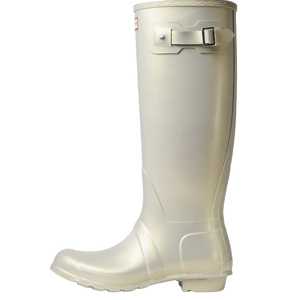 Hunter Women's Original Pale Pearl Gold Wellington Knee High Rubber Rain Boots 6
